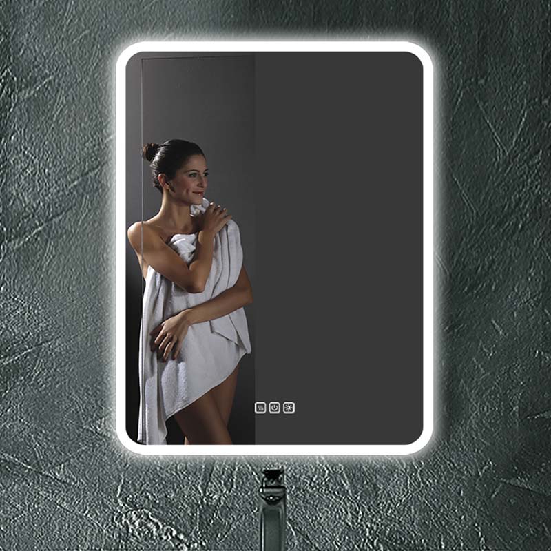 Espejo de baño LED rectangular retroiluminado con desempañador