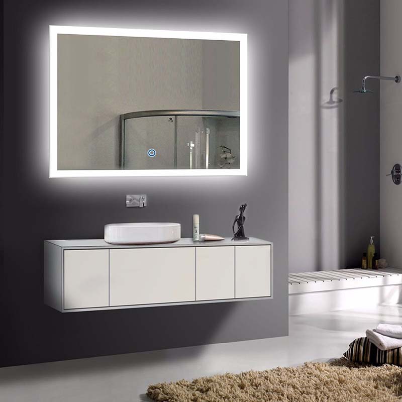 Espejo de baño LED rectangular con marco acrílico